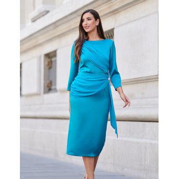 VESTIDO MIDI VERDE AGUA